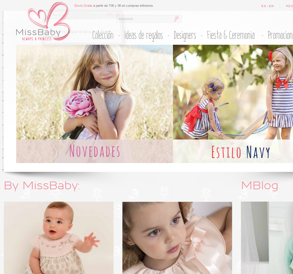 Tiendas hechas con Magento - Miss Baby