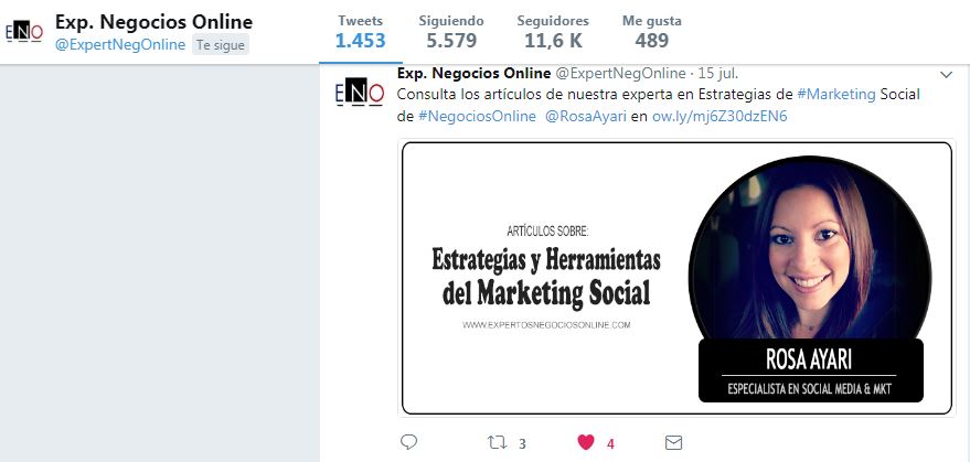 Ejemplo publicación de una de nuestras colaboradoras habituales