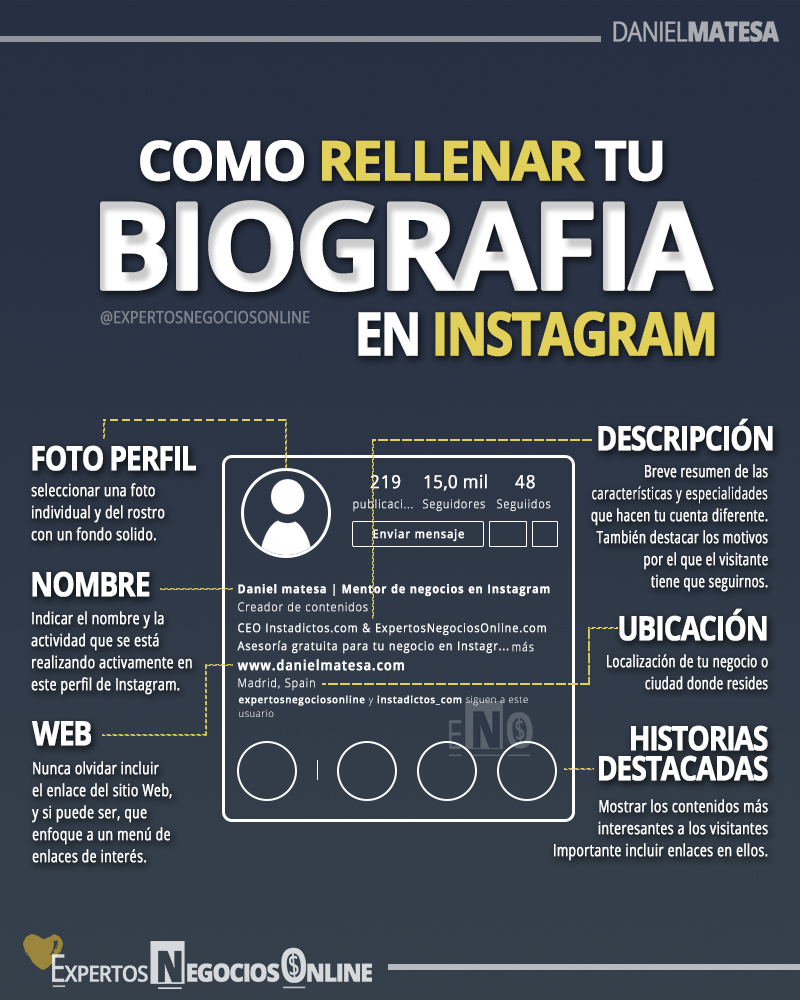 como rellenar la biografia en Instagram