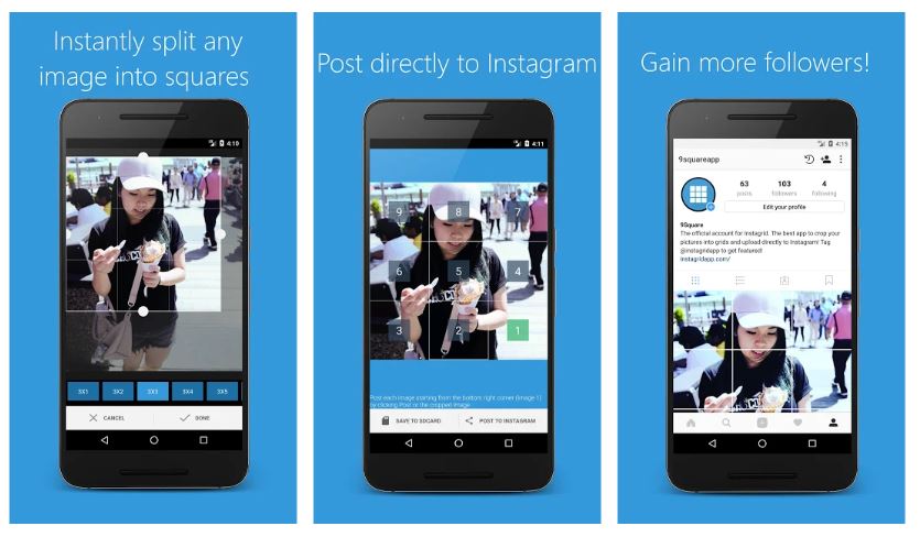 9squasre app para dividir en varios post para Instagram