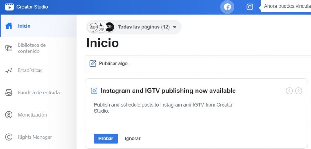 Subir post a Instagram e IGTV desde Facebook / Creator Studio