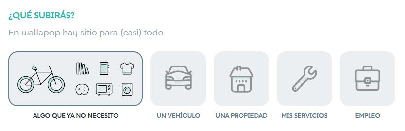 elegir la categoría del producto en Wallapop