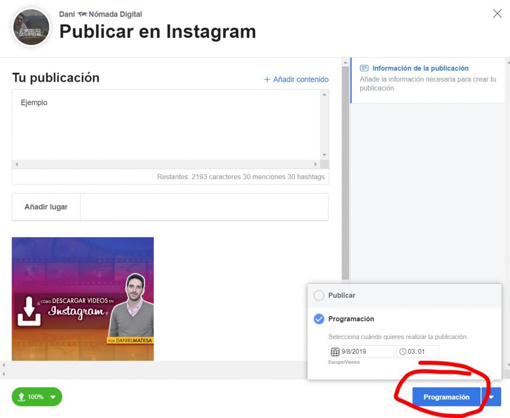 Cómo programar Publicaciones en Instagram | publicar en instagram desde pc