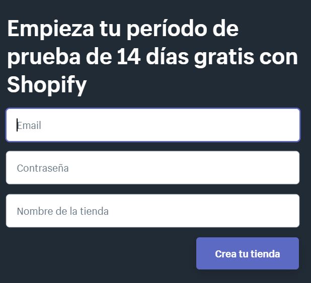 crear tienda shopify paso 2