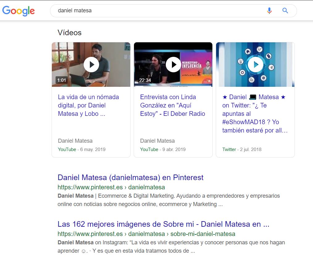 cómo mostrar videos en Google