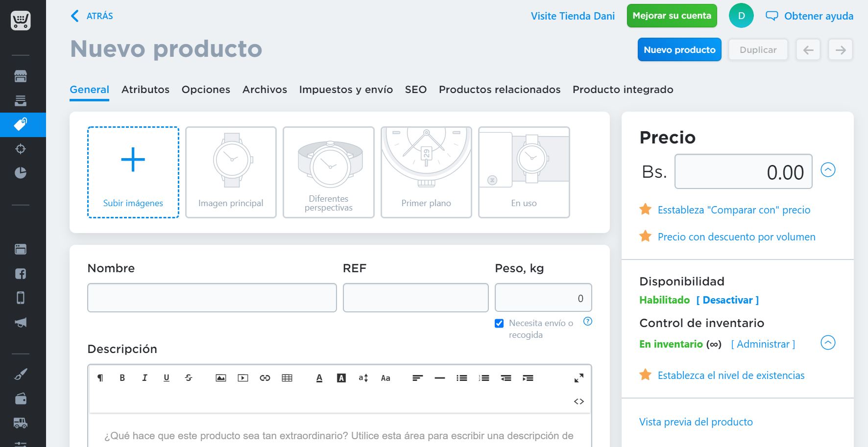 Configurar tienda Ecwid paso 1