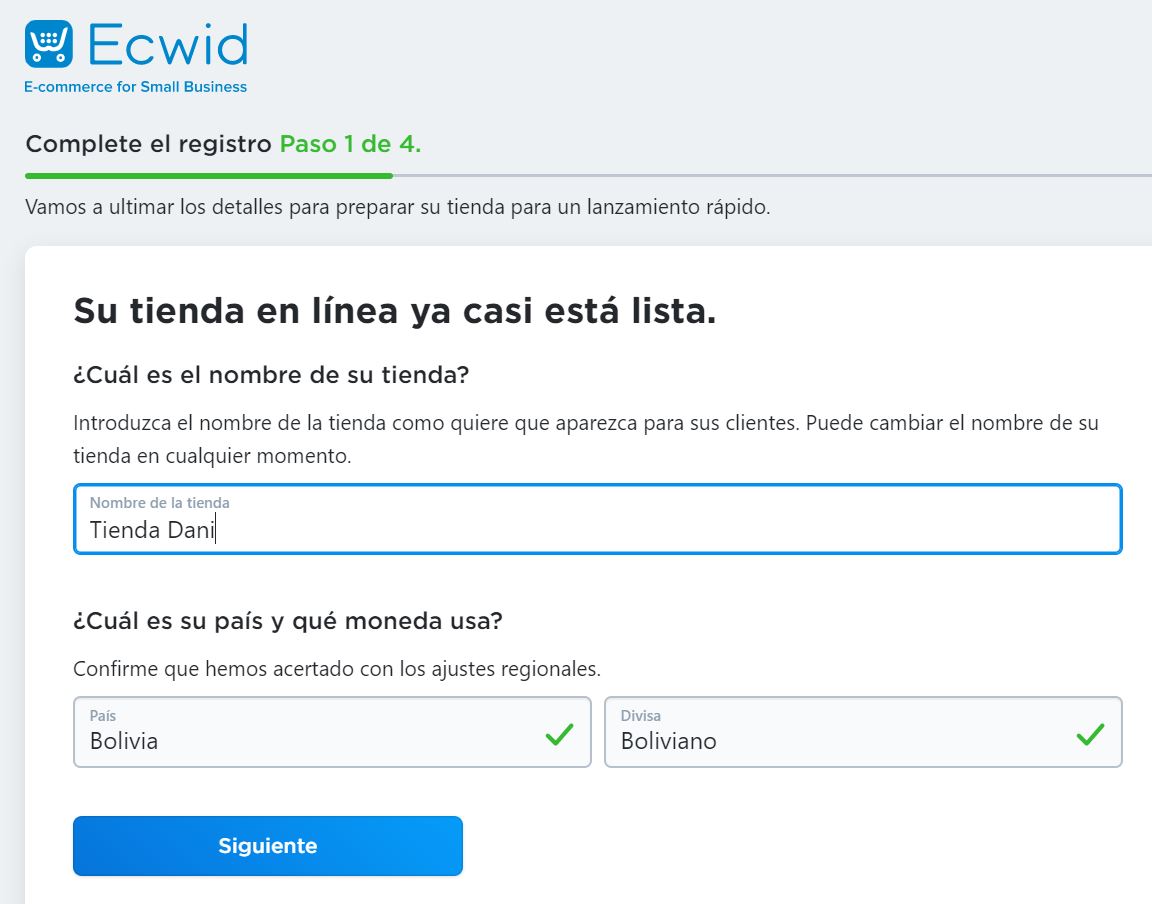 crear tienda Ecwid paso 2