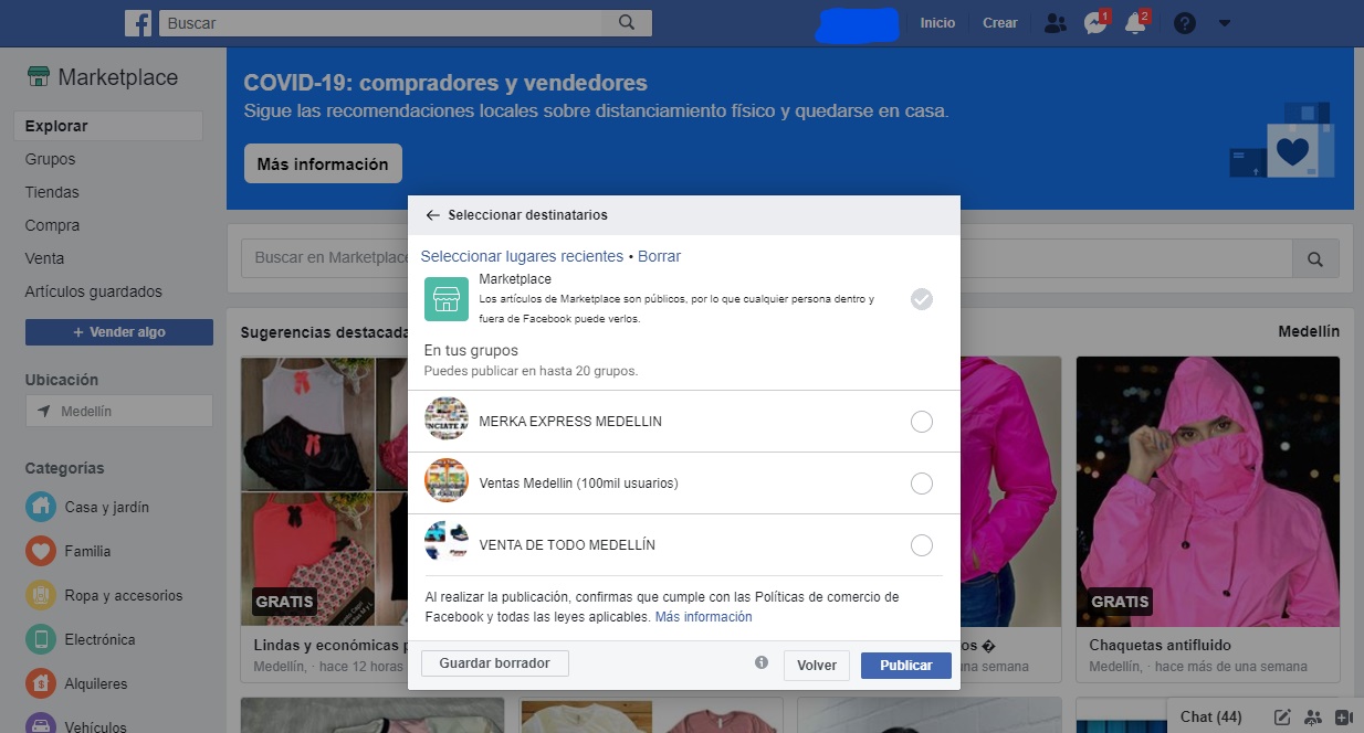 Cómo vender en Facebook marketplace