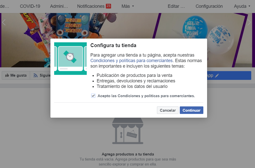 Condiciones de vender en facebook