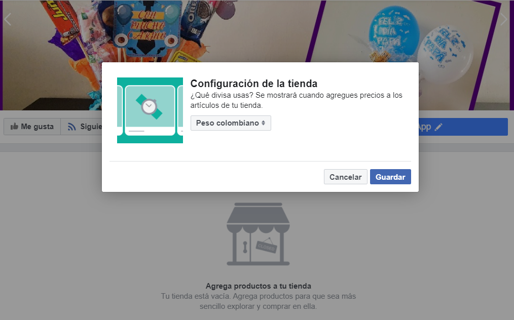 tipo de divisa de facebook tienda