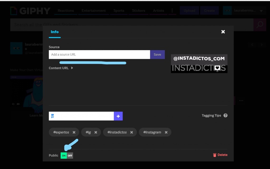 Cómo subir un GIF a Instagram con Giphy - Paso 03