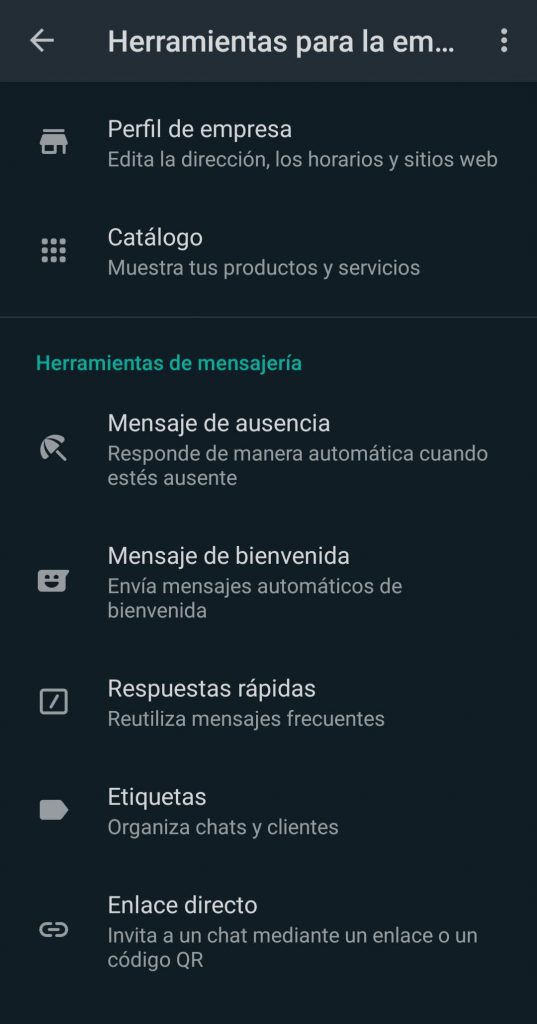 Crear tienda en WhatsApp