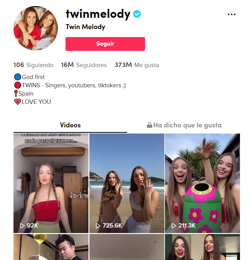 Twin Melody son la pareja con más seguidores de TikTok en español