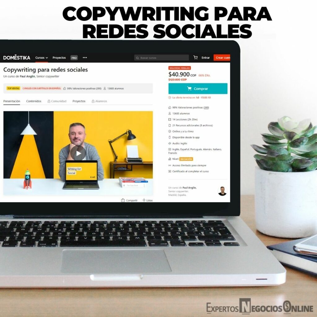 Curso de domestika para copywriting para redes sociales