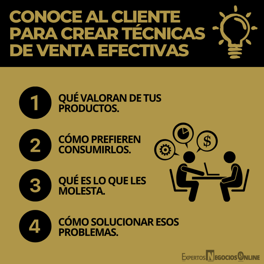 conoce al cliente para crear técnicas de venta efectivas