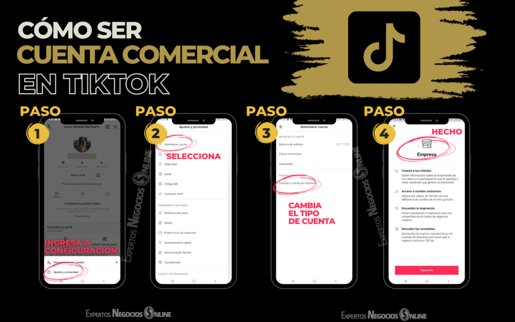 Cuenta comercial Tik tok