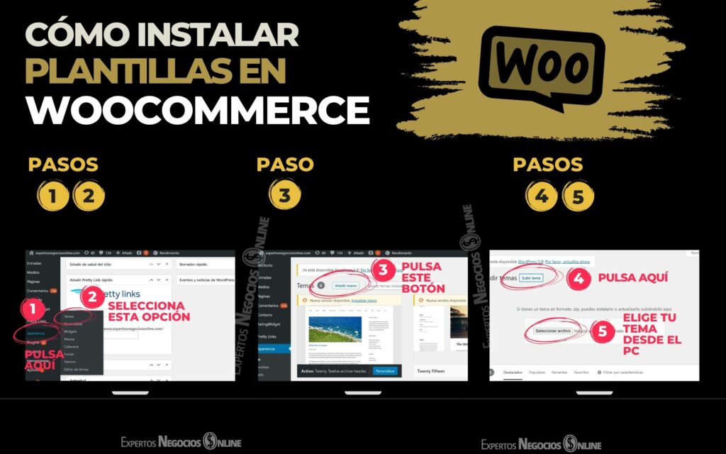 como instalar plantillas WooCommerce