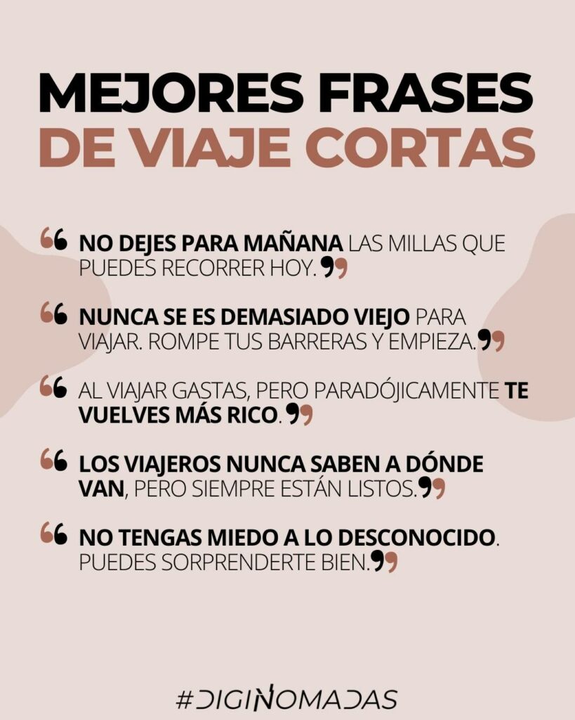 5 FRASES CORTAS DE VIAJE