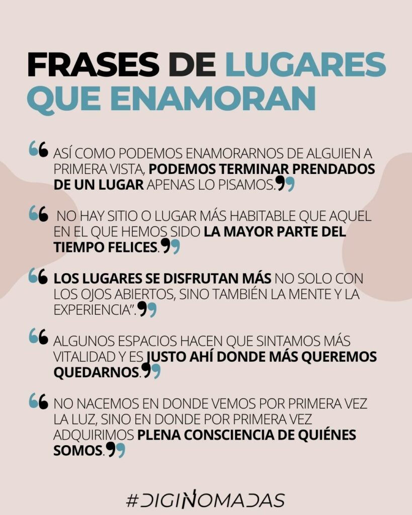 5 FRASES DE LUGARES QUE ENAMORAN