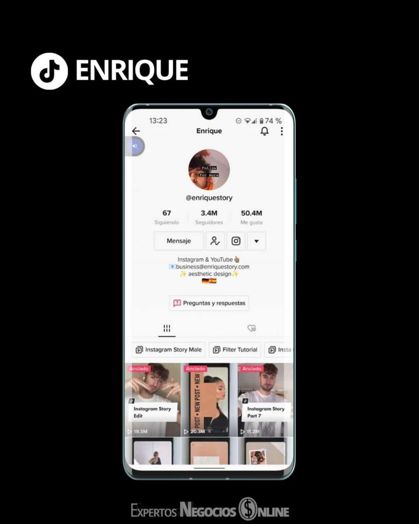 Ejemplo de BIO en TIKTOK - enrique