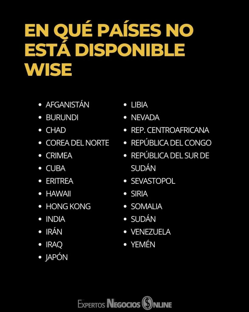 Desde qué países puedes crear una cuenta wise