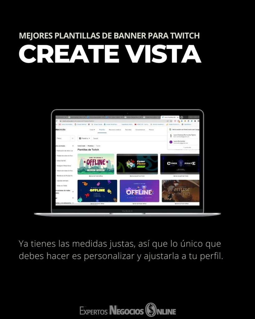 Create Vista Mejores plantillas de banner para Twitch