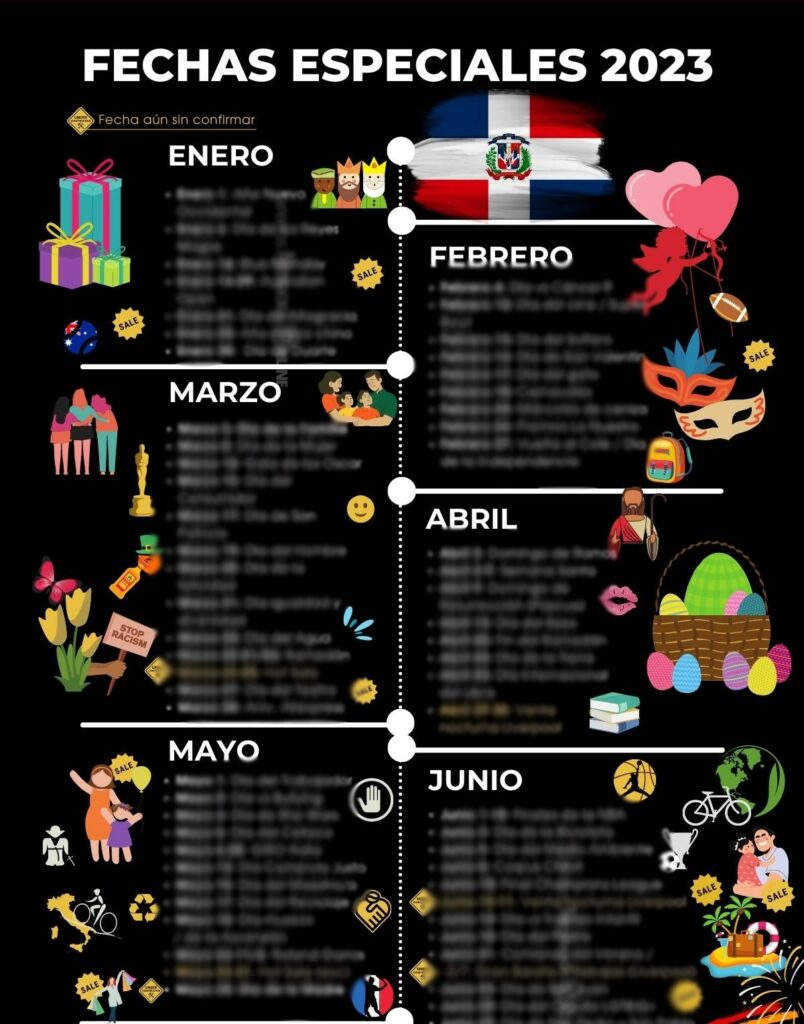 Calendario marketing 2023 Dominicana. Fechas especiales & importantes