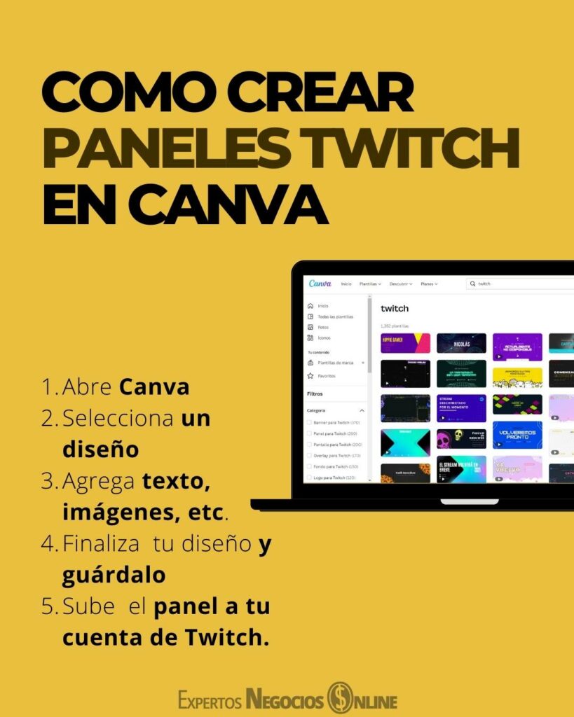 CoMO creAR Paneles TWITCH en canva