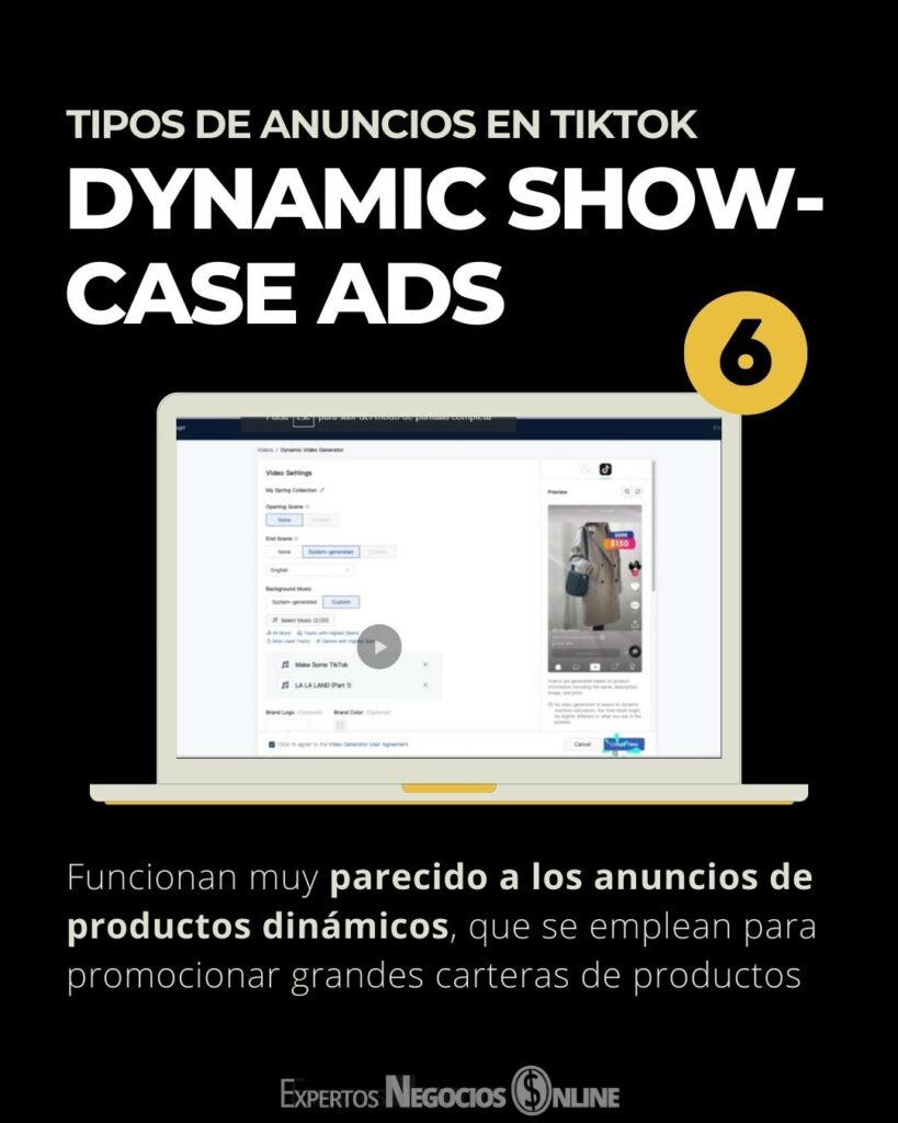 anuncios en tiktok dynamic showcase ads