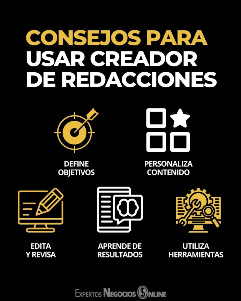 CONSEJOS PARA USAR CREADOR DE REDACCIONES