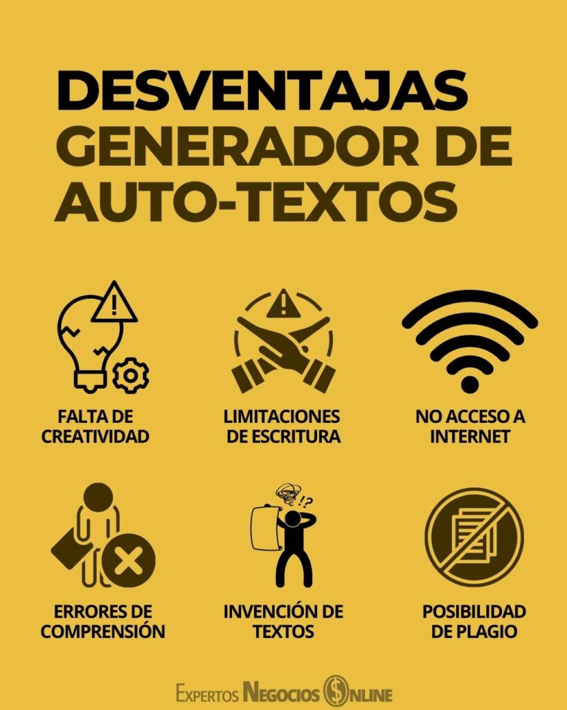 DESVENTAJAS GENERADOR DE TEXTOS AUTOMÁTICOS