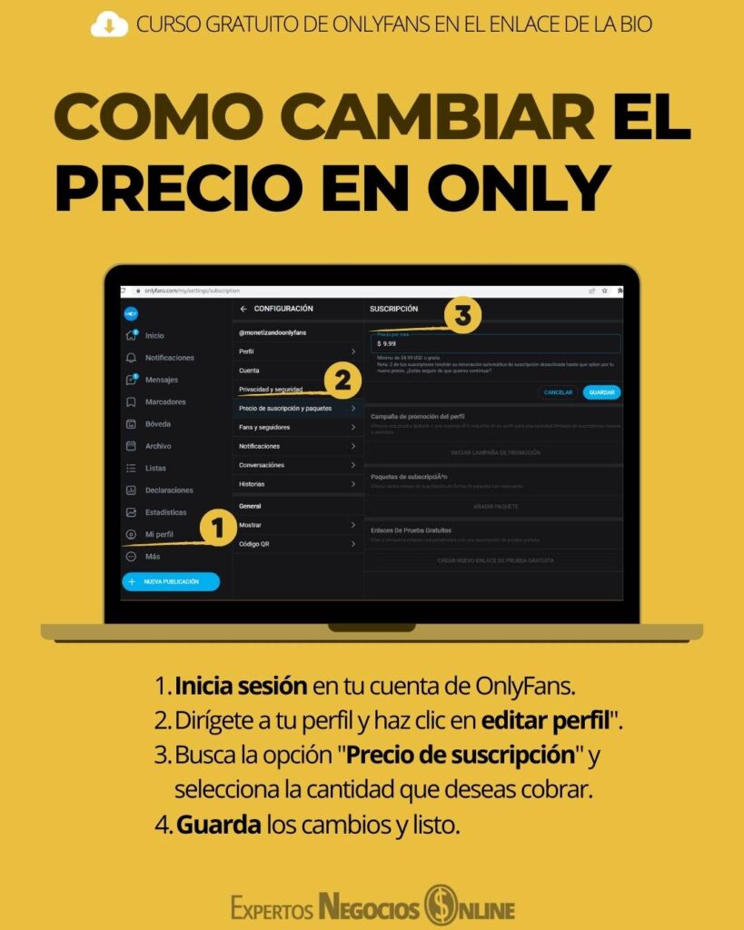 Cómo cambiar el precio de suscripción en OnlyFans