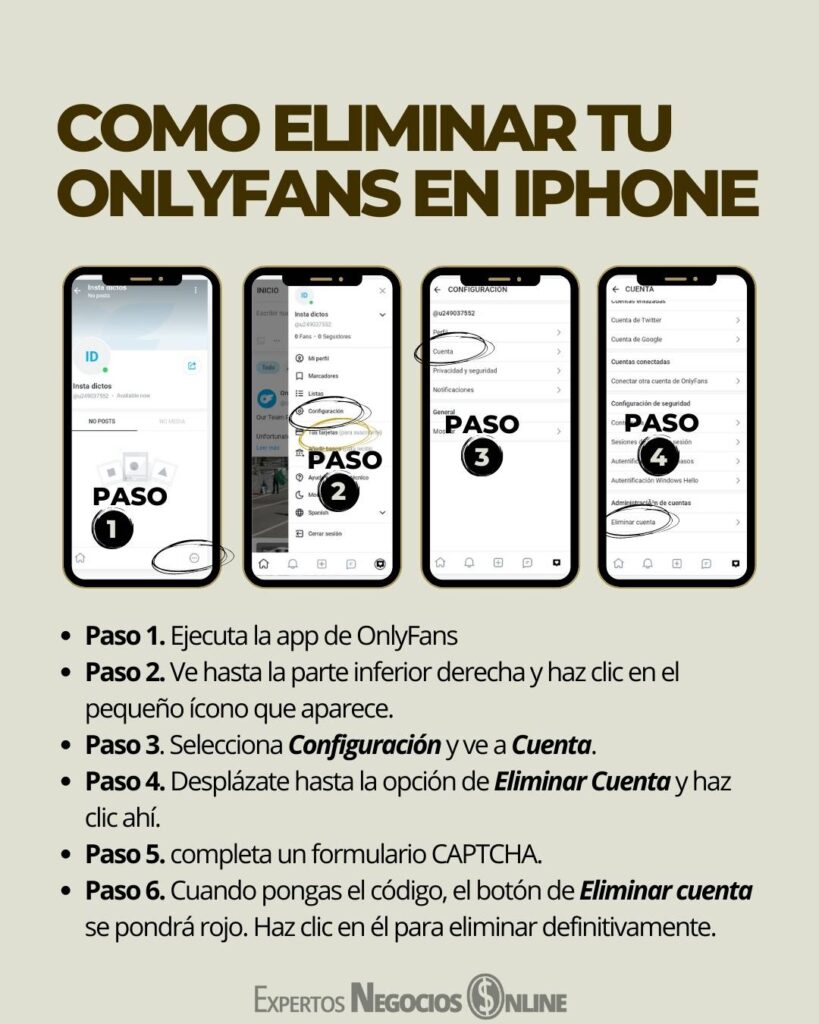 eliminar cuenta desde iphone