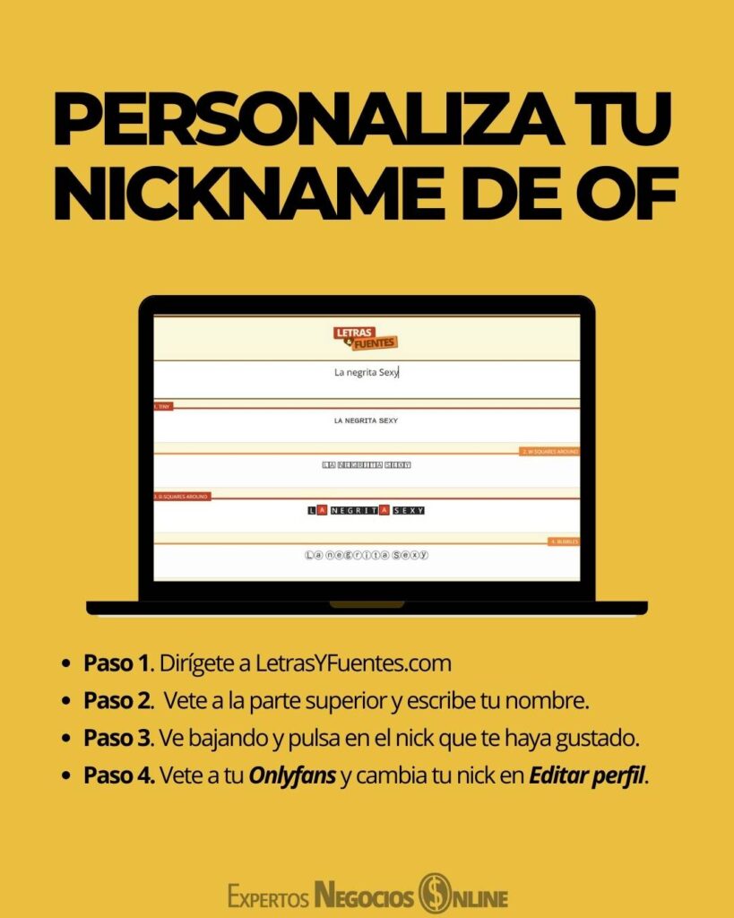 como personalizar nickname de Onlyfans