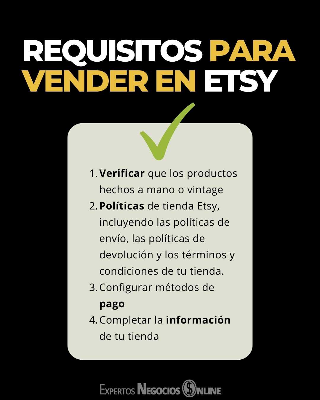 Requisitos para vender en Etsy