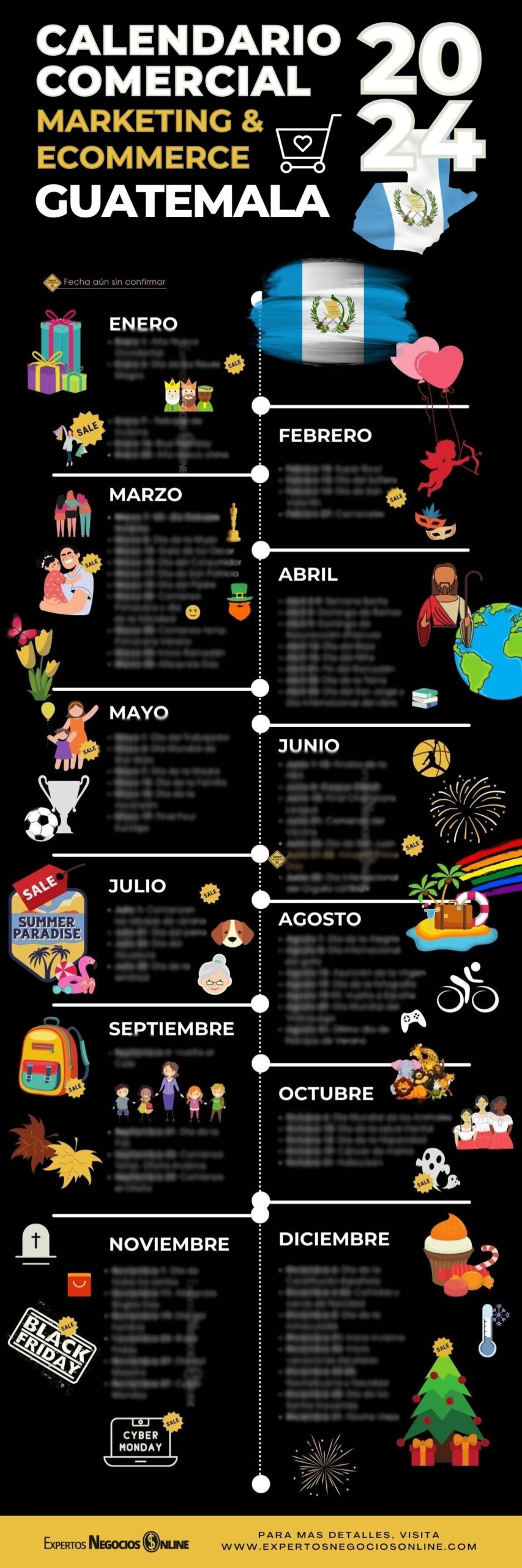 Calendario Guatemala 2023 con feriados y fechas importantes