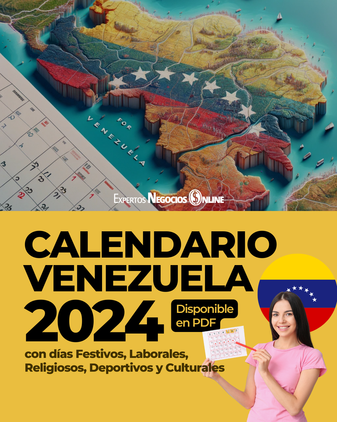Calendario comercial Venezuela 2024 con feriados y fechas importantes para Marketing