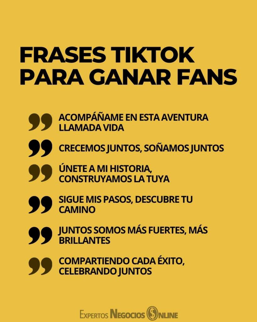 Frases TikTok para Ganar seguidores y fans
