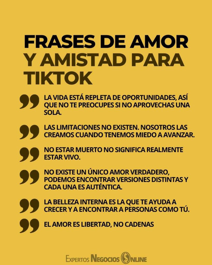 Frases de amor y amistad para TikTok