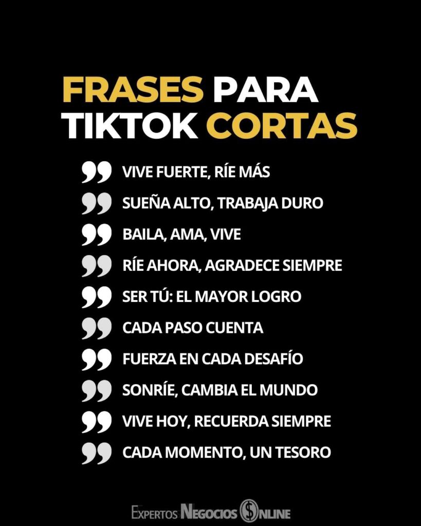 Frases para TikTok cortas de la vida