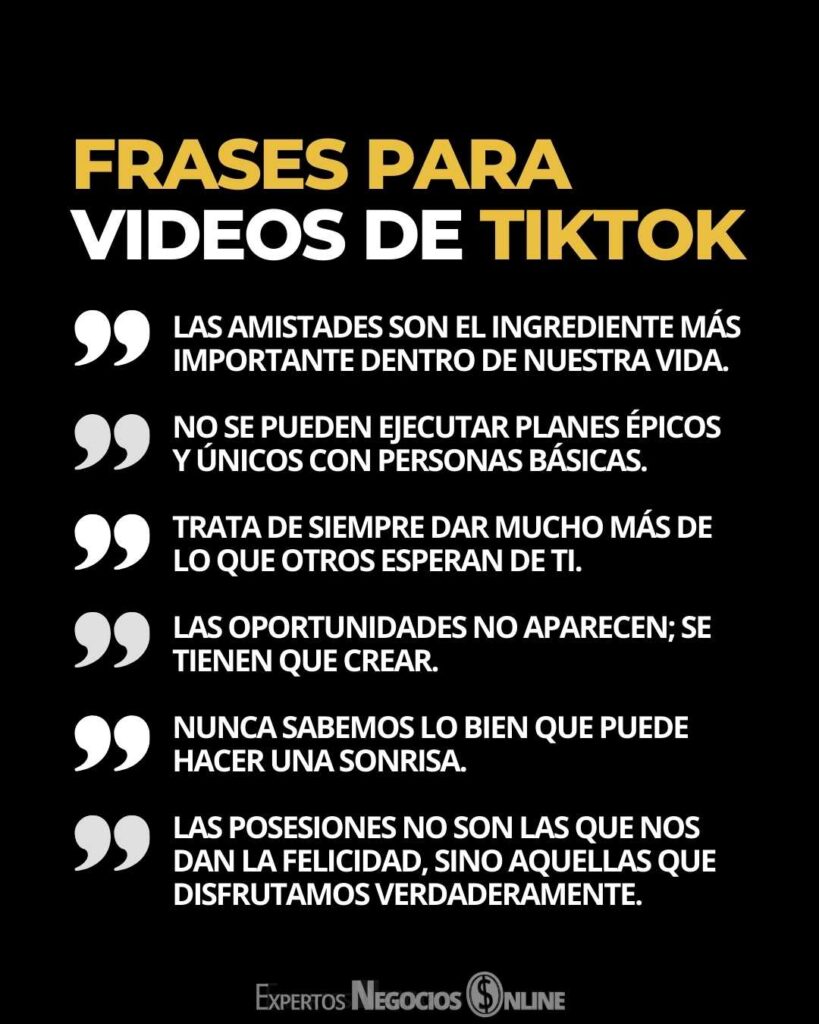Frases para videos de TikTok